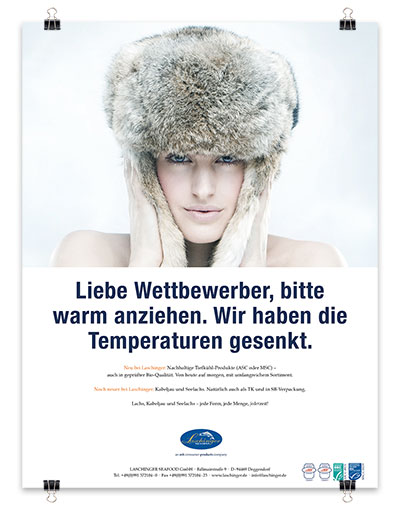 Laschinger Anzeige: Bitte warm anziehen. Wir haben unsere temperaturen gesenkt