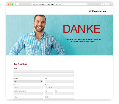 Wienerberger-Kampagne ”Was steckt eigentlich in der Wand?”: Personalisierte Response-Webseiten 3